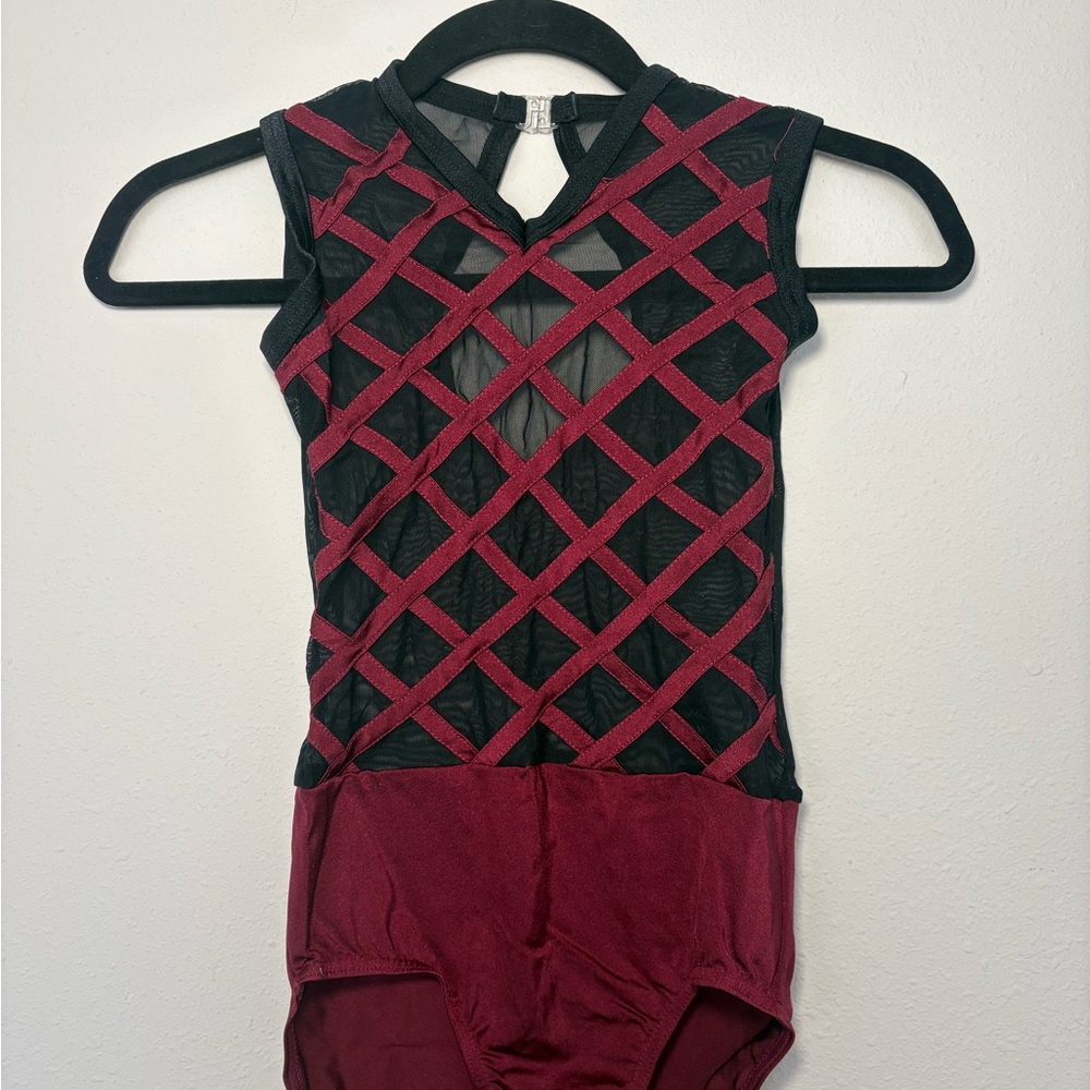 Kids Burgundy and Black Dance Costume